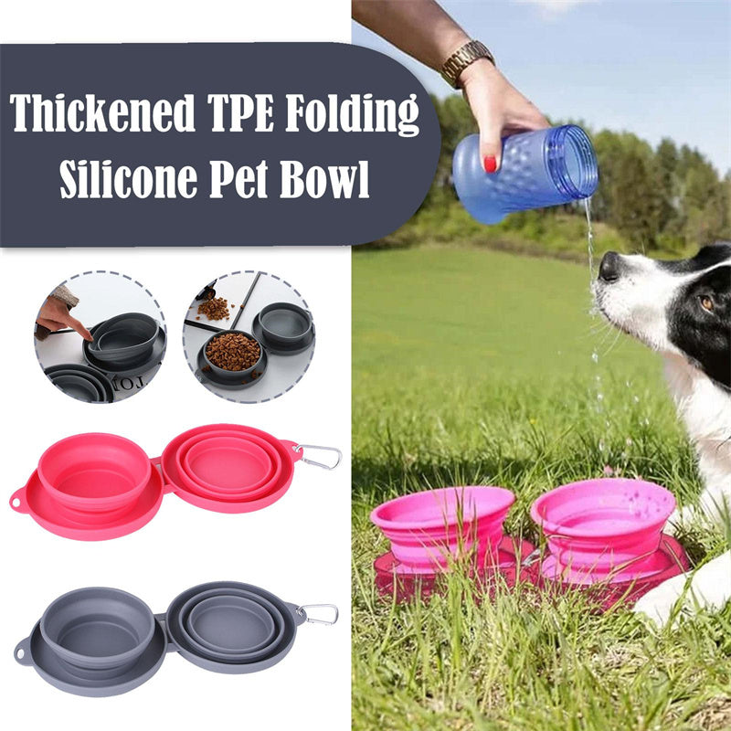 Travel-Friendly Foldable Double Bowl for Dogs and Cats
