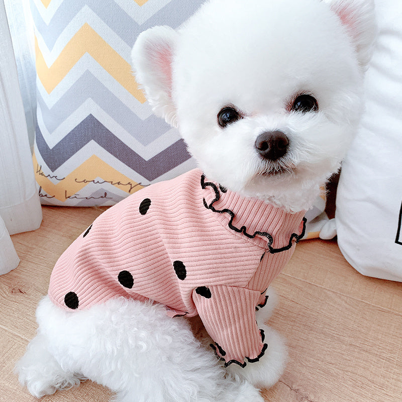 Adorable Dot Turtleneck Dog Shirt for Every Season