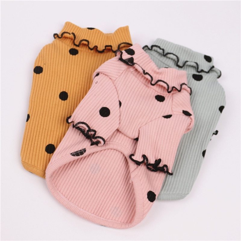 Adorable Dot Turtleneck Dog Shirt for Every Season