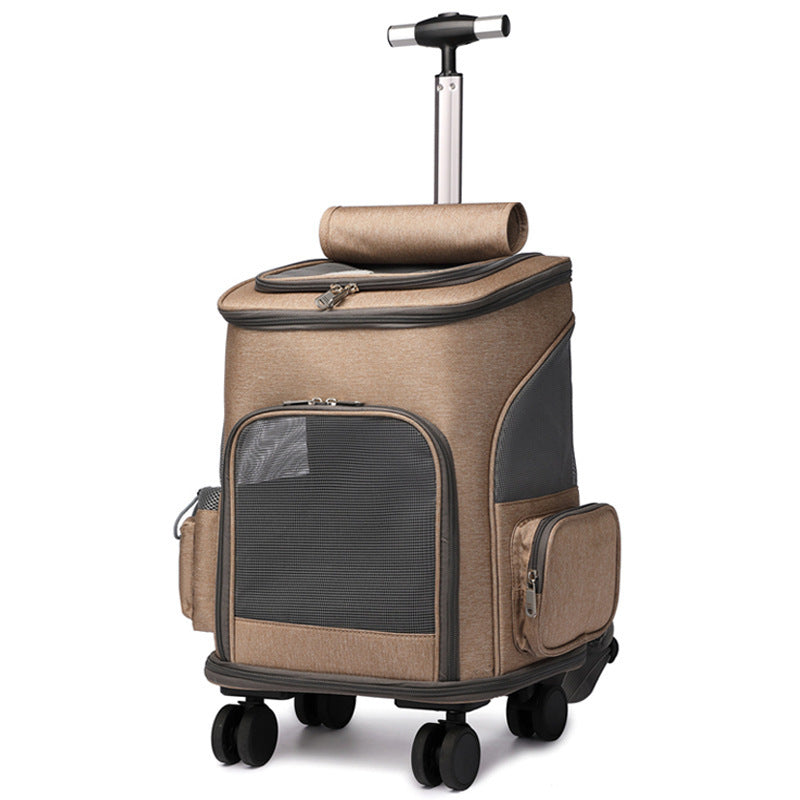 Travel-Friendly Pet Backpack with Convenient Rolling Wheels