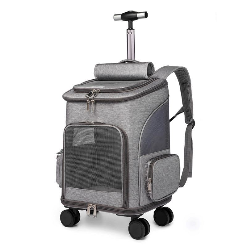 Travel-Friendly Pet Backpack with Convenient Rolling Wheels