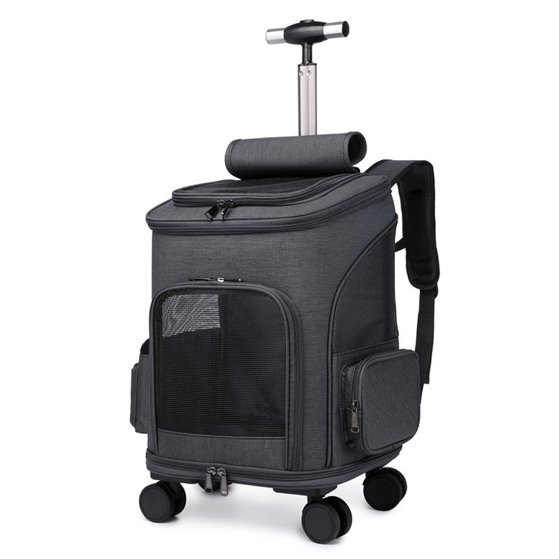 Travel-Friendly Pet Backpack with Convenient Rolling Wheels