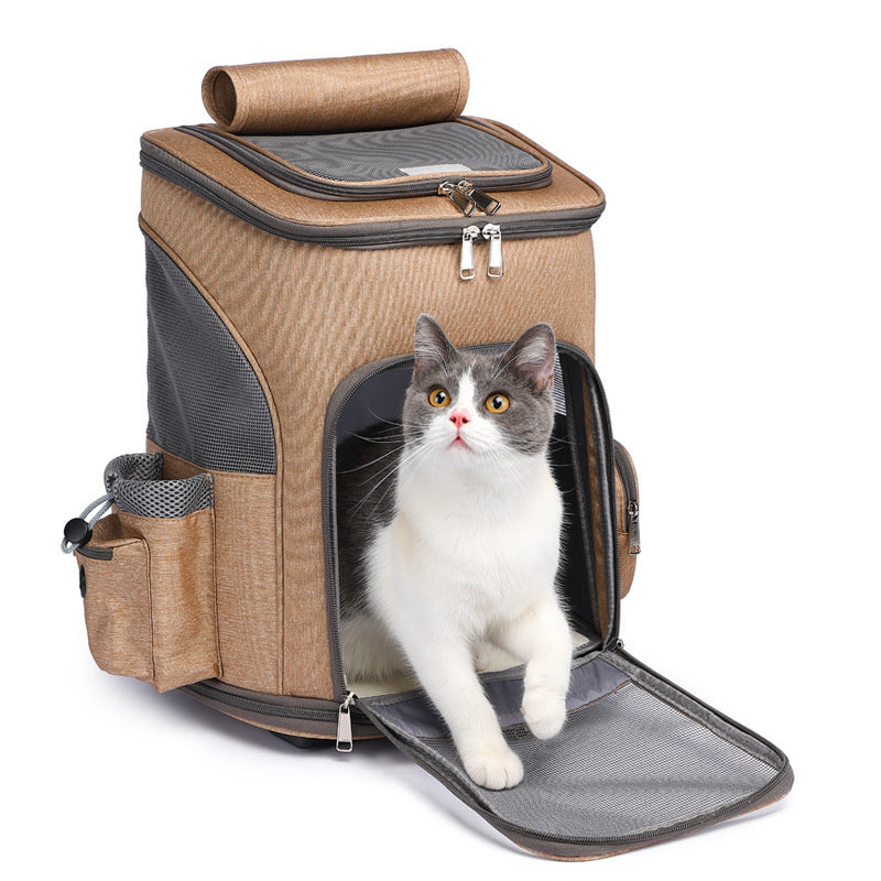 Travel-Friendly Pet Backpack with Convenient Rolling Wheels