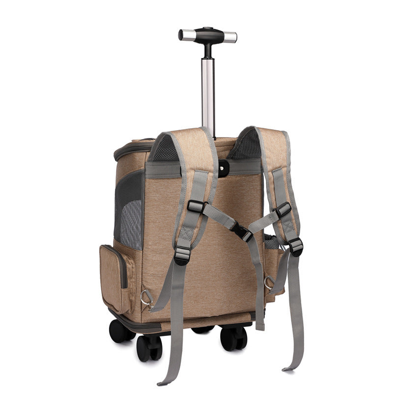 Travel-Friendly Pet Backpack with Convenient Rolling Wheels