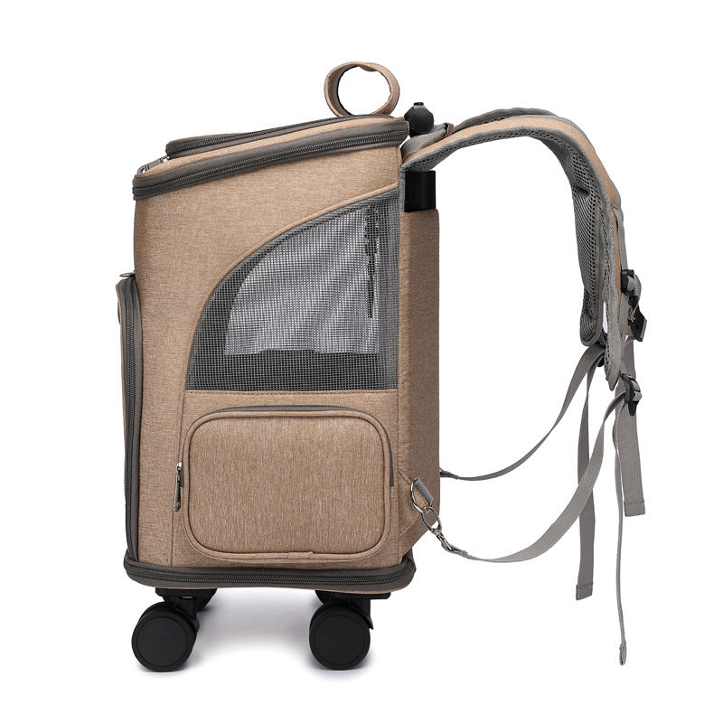 Travel-Friendly Pet Backpack with Convenient Rolling Wheels