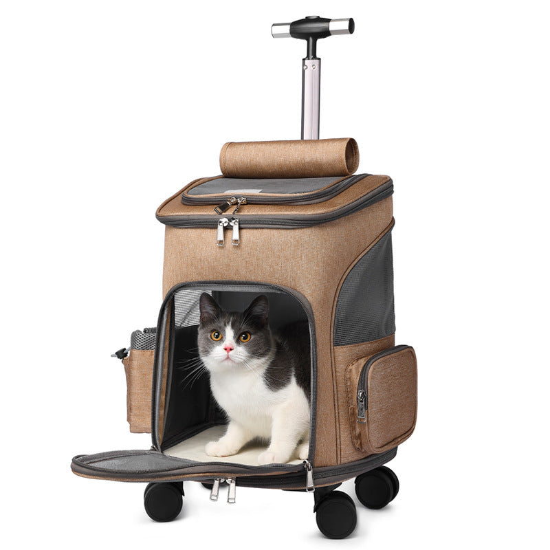 Travel-Friendly Pet Backpack with Convenient Rolling Wheels