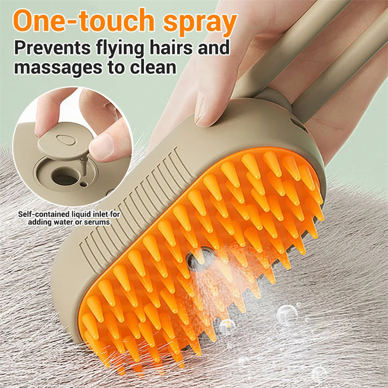 3-in-1 Steam Cat & Dog Brush – Groom, Massage & Shine!