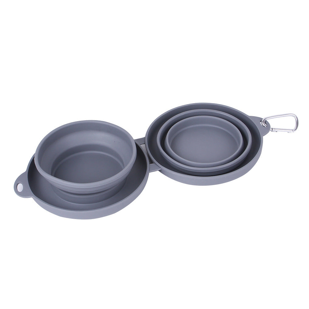 Travel-Friendly Foldable Double Bowl for Dogs and Cats