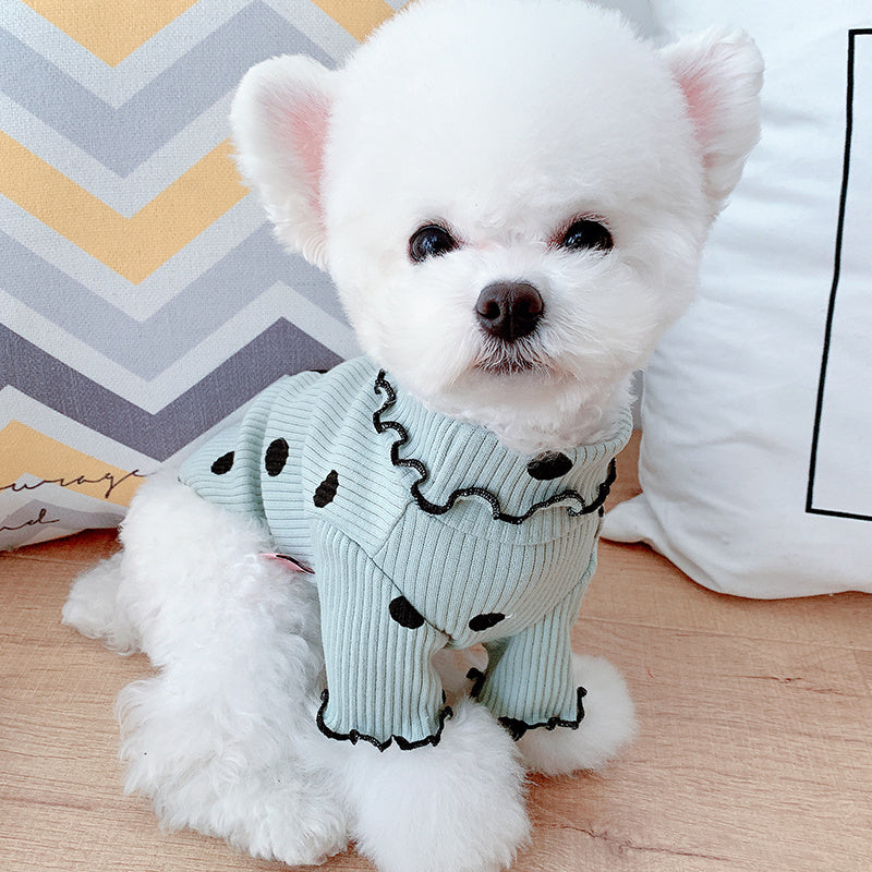 Adorable Dot Turtleneck Dog Shirt for Every Season