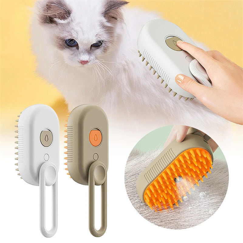3-in-1 Steam Cat & Dog Brush – Groom, Massage & Shine!