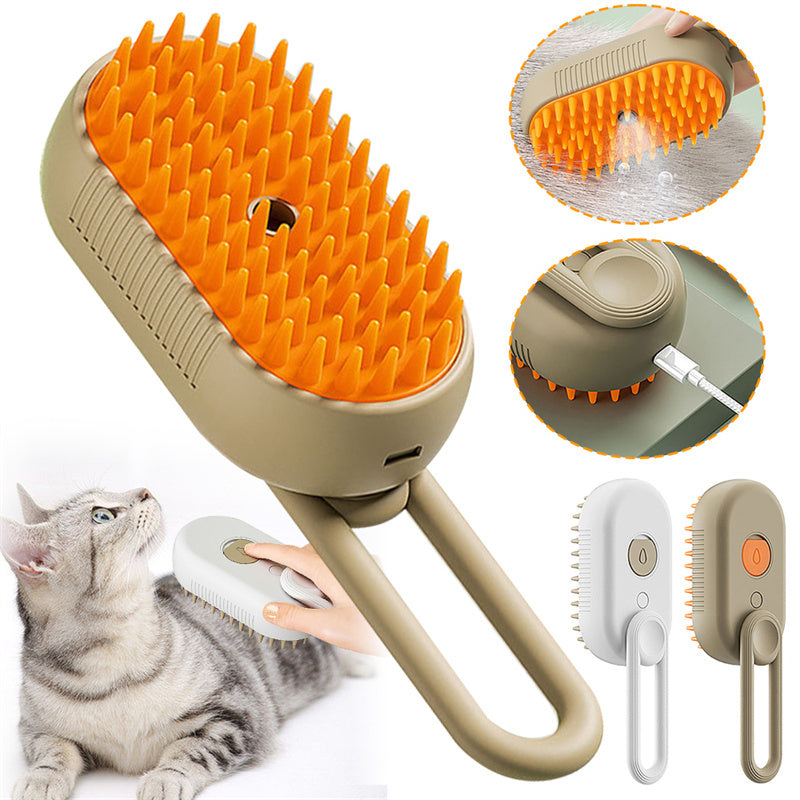 3-in-1 Steam Cat & Dog Brush – Groom, Massage & Shine!