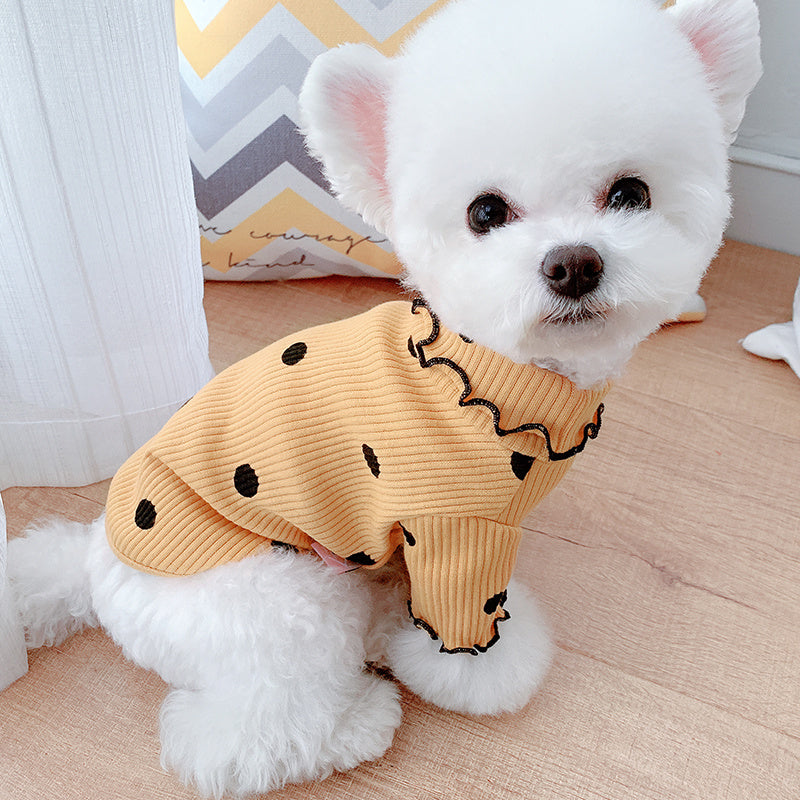 Adorable Dot Turtleneck Dog Shirt for Every Season