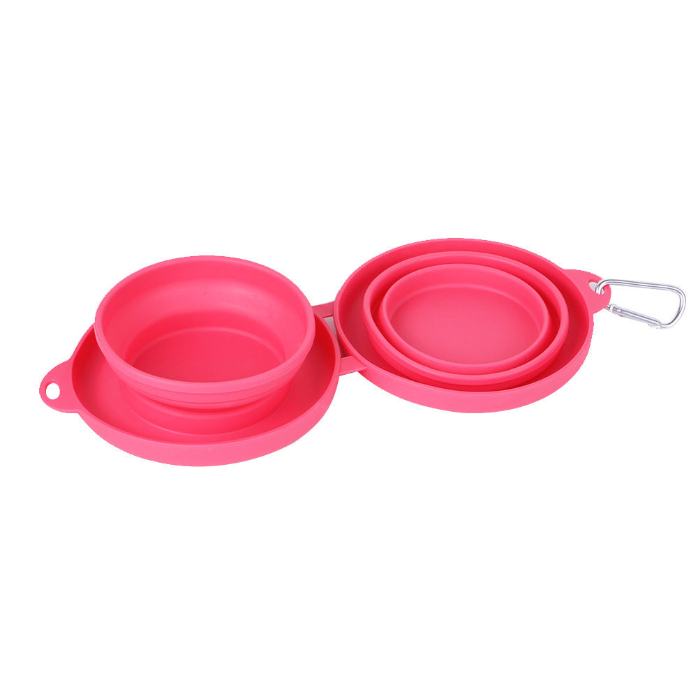 Travel-Friendly Foldable Double Bowl for Dogs and Cats