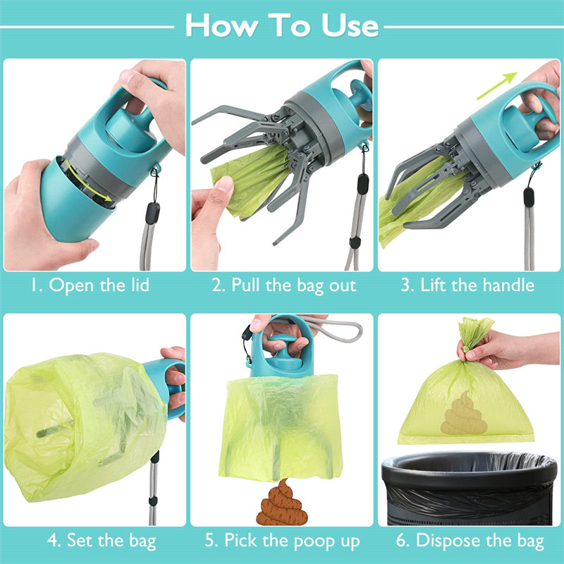 Easy Poop Scooper with Built-In Bag Dispenser